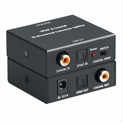 Picture of Optical-to-Coaxial or Coax-to-Optical Digital Audio Converter Adapter, ROOFULL Premium Bi-Directional Digital Coaxial to/from SPDIF Optical (Toslink) Audio Signal Converter/Repeater