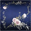 Picture of Corciova 35" Large Women's Satin Square Silk Feeling Hair Scarf Wrap Headscarf Navy Floral Flowers Pattern