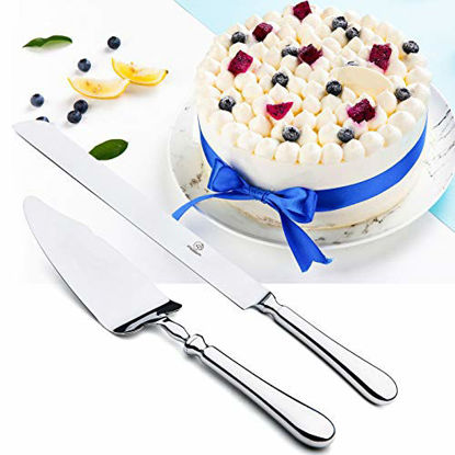 Picture of OTW PAVILION Stainless Steel Silverware Wedding Cake Knife and Server Set,13 Inch Cake Knife and Pie Server for Party Wedding Birthday(2-Piece)
