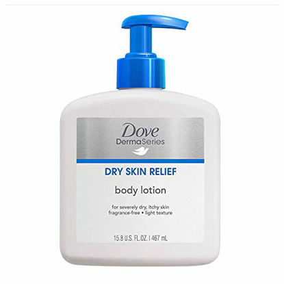 Picture of Dove DermaSeries Fragrance Free Body Lotion for Dry Skin, Good for Psoriasis and Eczema Prone Skin, 15.8 oz