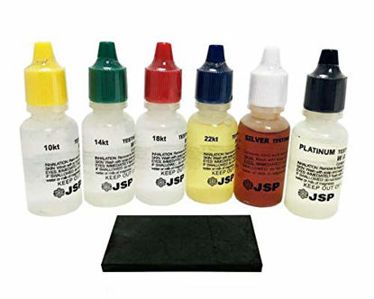 Picture of JSP Gold, Silver, and Platinum Testing Acid Solutions Kit With Test Stone