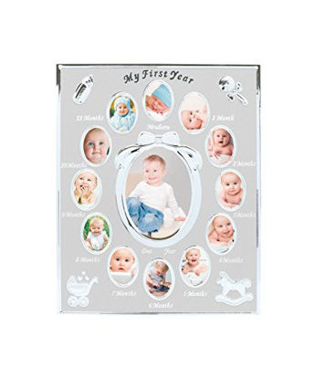 Picture of Tiny Ideas Baby's First Year Picture Frame, First Year by Month, Newborn Baby Registry, Silver (96002)