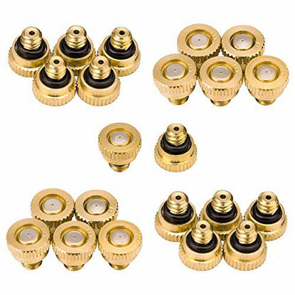Picture of Aootech Brass Misting Nozzles for Outdoor Cooling System 22 pcs,0.012" Orifice (0.3 mm) 10/24 UNC