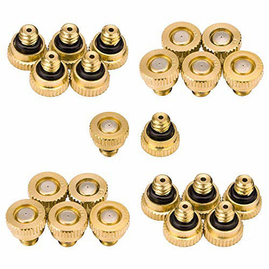 Picture of Aootech Brass Misting Nozzles for Outdoor Cooling System 22 pcs,0.012" Orifice (0.3 mm) 10/24 UNC