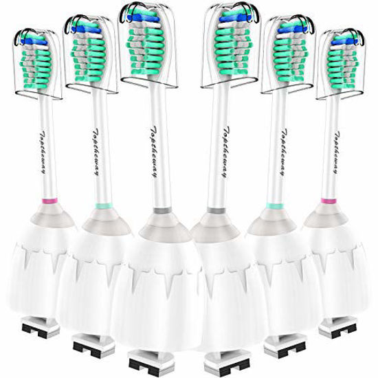 Picture of Toptheway Replacement Brush Heads Compatible with Sonicare E-Series Toothbrush HX7022/66, Essence, Xtreme, Elite, Advance and CleanCare Screw-On Handles, 6 Pack 