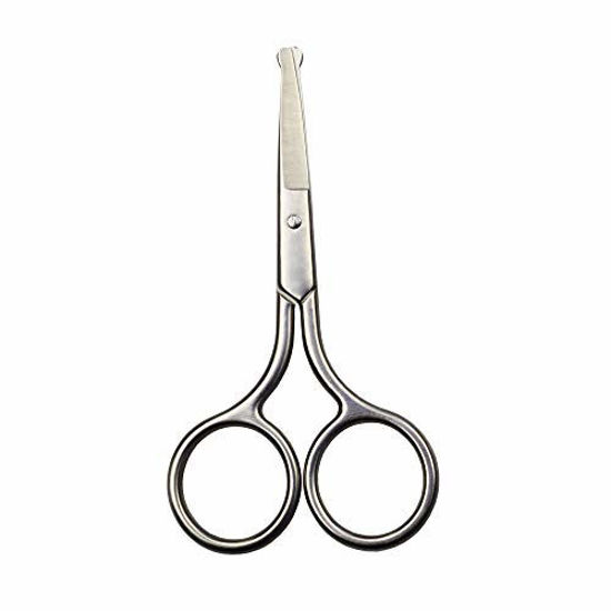 Picture of 4 Inch Professional Stainless Steel Rounded Tip Nose Eyebrow Ear Dog Pet Hair Trimming Safety Scissor Shears - Grooming Cutting Scissors for Men & Women Hair