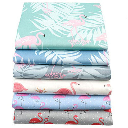 Picture of Hanjunzhao Cute Animal Flamingo Fat Quarters Fabric Bundles 18 x 22 inch for Quilting Sewing Crafting