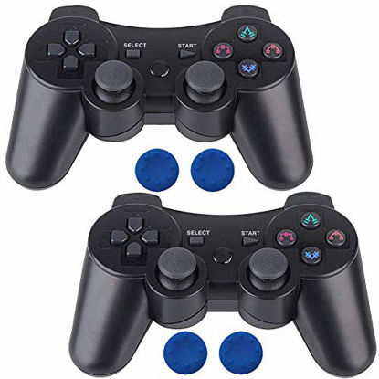 Picture of PS3 Controller Wireless,2 Pcs Double Shock Gamepad for Playstation 3, Six-axis Wireless PS3 Joystick with Charging Cable