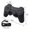 Picture of PS3 Controller Wireless,2 Pcs Double Shock Gamepad for Playstation 3, Six-axis Wireless PS3 Joystick with Charging Cable