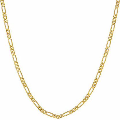 Picture of LIFETIME JEWELRY 2.5mm Figaro Chain Necklace 24k Real Gold Plated Women and Men (Gold, 20)