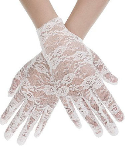 SATINIOR Ladies Lace Gloves Elegant Short Gloves Courtesy Summer Gloves for Wedding Dinner Parties