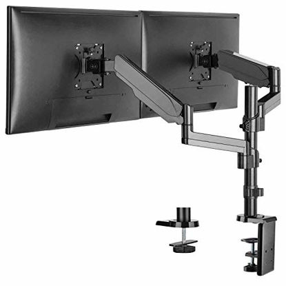 Picture of WALI Premium Dual LCD Monitor Desk Mount Fully Adjustable Gas Spring Stand for Display up to 32 inch, 17.6 lbs Capacity (GSDM002), Black