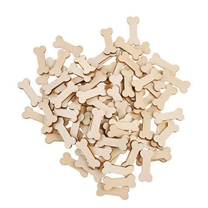 Picture of Cosmos Pack of 100 Unfinished Wood Dog Bone Cutouts Wood Craft for DIY Project Decoration and Painting