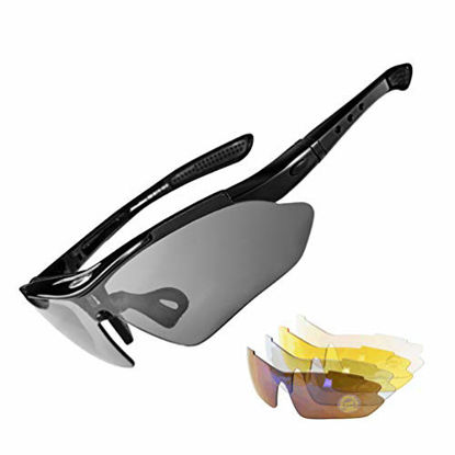 Picture of RockBros Polarized Sports Sunglasses UV Protection Cycling Glasses for Men Women Outdoor Running Driving Fishing Golfing Black