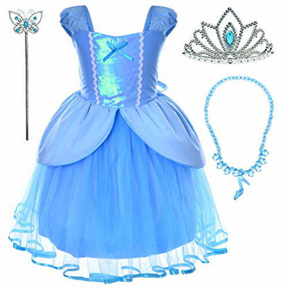 Picture of Party Chili Princess Fairy Costume Toddler Girls Birthday Dress Up with Tiara (3T 4T)