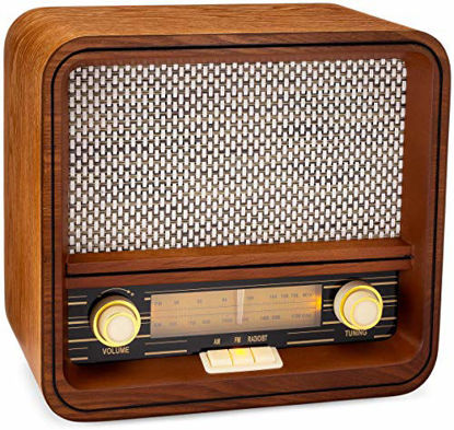 Picture of ClearClick Classic Vintage Retro Style AM/FM Radio with Bluetooth & Aux-in - Handmade Wooden Exterior