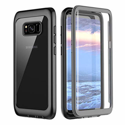 Picture of Samsung Galaxy S8 Case, Pakoyi Full Body Bumper Case Built-in Screen Protector Slim Clear Shock-Absorbing Dustproof Lightweight Cover Case For Samsung Galaxy S8 (5.8 Inch)-Grey/Clear.