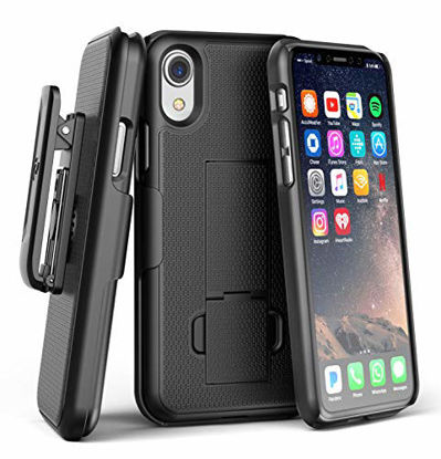 Picture of Encased iPhone XR Belt Clip Case (2018) DuraClip Series Grip Cover w/Rotating Holster (Black)