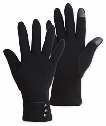 Picture of Womens Winter Touch Screen Gloves - Warm & Lightweight Touchscreen Glove Liners for Texting, Driving & Social Media Browsing - Ladies Cold Weather Black Thermal Hand Gloves for The Tech Savvy & Chic
