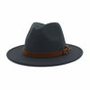 Picture of HUDANHUWEI Unisex Wide Brim Felt Fedora Hats Men Women Panama Trilby Hat with Band D-Grey L (Head Circumference 22.8"-23.6")