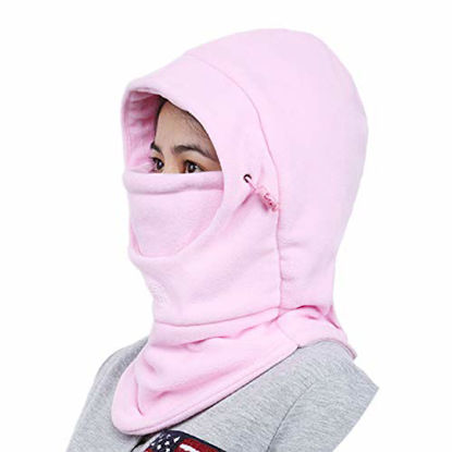Picture of TRIWONDER Balaclava Face Mask for Cold Weather Fleece Ski Mask Neck Warmer (Thicken - Pink)