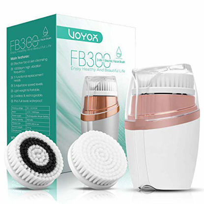 Picture of VOYOR Facial Cleansing Brush Rechargeable Sonic Face Brush Waterproof Face Cleansing Brush 3-IN-1 Set for Deep Skin Cleaning, Gentle Exfoliating and Blackhead Removing FB300