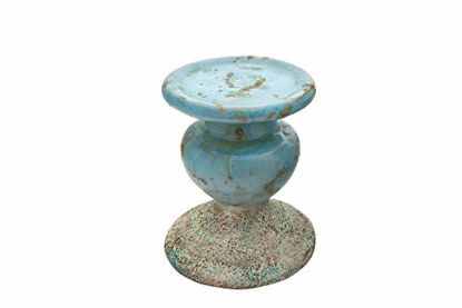 Picture of Creative Co-op Small Distressed Blue Terracotta Pillar Candle Holder