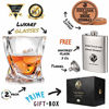 Picture of Vaci Crystal Whiskey Glasses - Set of 2 Bourbon Glasses, Tumblers for Drinking Scotch, Cognac, Irish Whisky, Large 10oz Lead-Free + Stainless Steel Flasks and Coaster, Cups, Luxury Gift Box for Men or