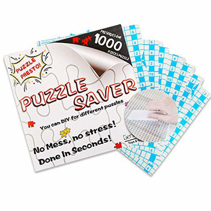 Picture of Jigsaw Puzzle Glue Mat Sticks - Saver 1000 Pieces Peel Stick with Strong Adhensive Paper Roll Up Frame Table Clear for Kids or Adult
