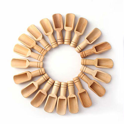 Picture of 30PCS Mini wooden spoon, Mini bath salt spoon, wooden candy spoon, washing powder spoon Spoon Set Baby Spoon3 inches longby sansheng