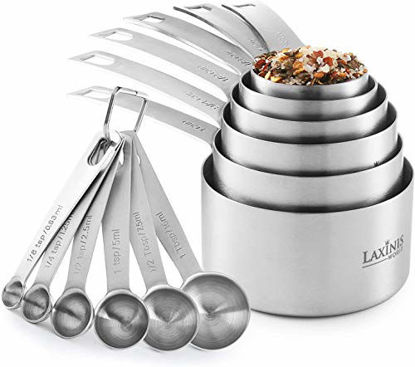 Stackable 13 Piece Measuring Cups And Spoons Set Sturdy & Stainless Steel 7 Measuring Cups and 6 Measuring Spoons By Laxinis World 