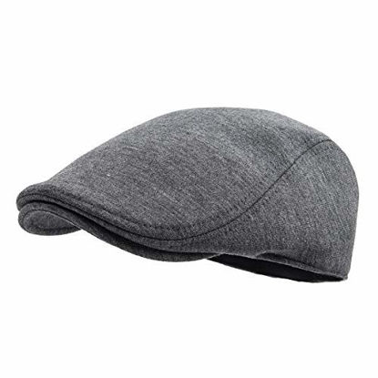 Picture of FEINION Men Cotton Newsboy Cap Soft Fit Cabbie Hat (Dark Grey)