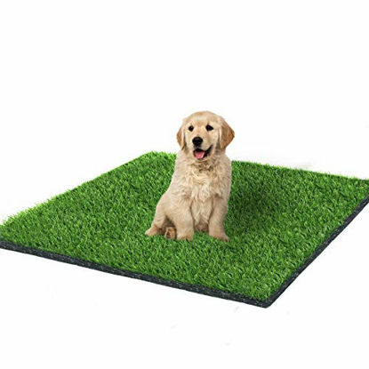 Picture of Fortune-star 39.3in X 31.5in Artificial Grass Dog Grass Mat and Grass Doormat Indoor Outdoor Rug Drainage Holes Fake Grass Turf for Dogs Potty Training Area Patio Lawn Decoration