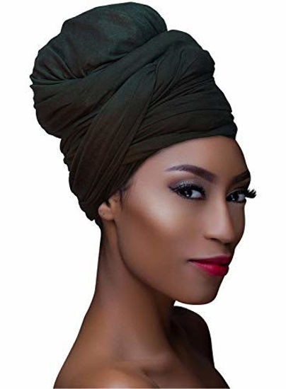 Picture of HOMELEX Head Wraps Turbans Stretch Jersey Knit Headwraps Wrap Scarf Turban Tie for Women (Black)