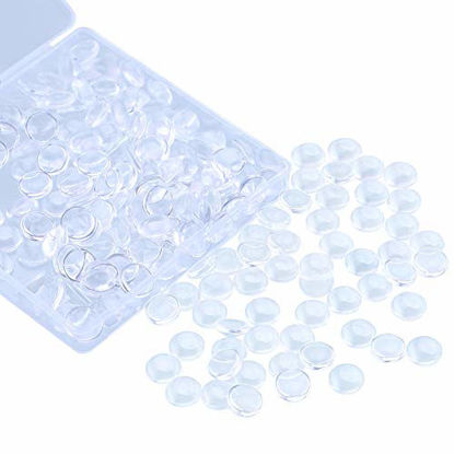 Picture of HAUTOCO 200Pcs 12mm Clear Glass Cabochons Round Cabochons Dome Tiles for DIY Earrings Necklaces Pendants Rings Cameo Photo Jewelry Making