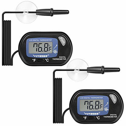 Picture of VIVOSUN 2-Pack LCD Digital Aquarium Thermometer Fish Tank Water Terrarium Temperature with Suction Cup for Turtle