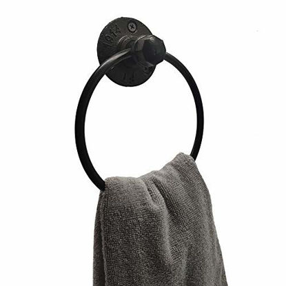 Picture of Retro one Industrial Towel Ring Rustic Pipe Hand Towel Holder Wall Mounted for Bathroom