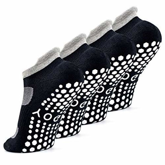 GetUSCart- Busy Socks Yoga Socks Arch Support with Grips for Women,Cushioned  Ankle Sport Non-skid Slipper Socks for Walking Running Jogging,2 Pairs,Black