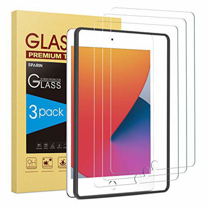 Picture of SPARIN (3 Pack) Screen Protector compatible with iPad 8th 7th Generation, Tempered Glass compatible with iPad 10.2 2020 2019 Released (iPad 8 7)