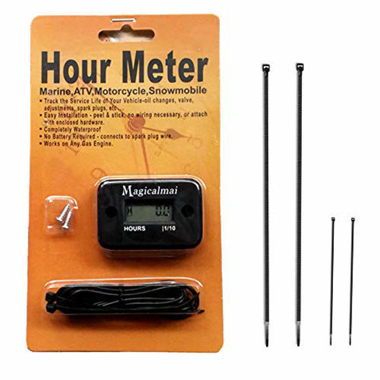 Picture of Magicalmai Inductive Hour Meter for Gas Engine Lawn Mower Dirt Bike Motorcycle Motocross Snowmobile Karting Marine ATV Boat Outboard Motor Generator Waterproof Hour Meters - Black