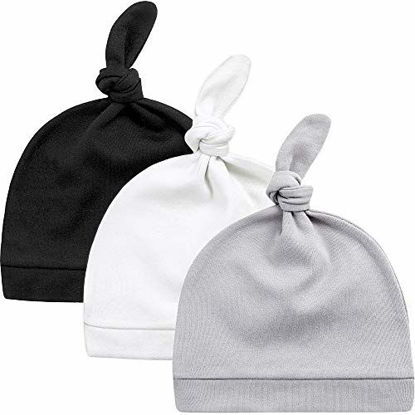 Picture of KiddyCare Baby Hats Newborn 100% Organic Cotton - Soft & Warm Knotted Cap for 0-6 Month Old Infants Boys and Girls