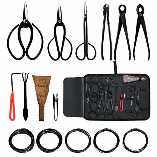 Picture of MOdeush Bonsai Tools and Supplies 10 Piece Indoor Garden Tree Shears KitCarbon Steel Scissor Cutter Shear Set Garden Plant Tools (10 Pcs)