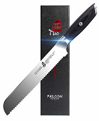 Picture of TUO Bread Knife 8 inch - Serrated Bread Slicing Knife Bread Cake Cutter German HC Steel with Pakkawood Handle -FALCON SERIES with Gift Box