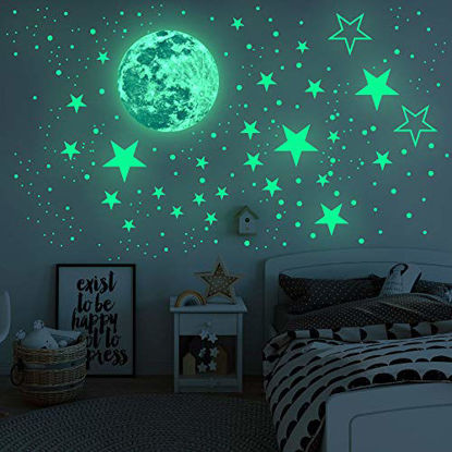 Picture of Airsnigi Glow in The Dark Stars for Ceiling,1120PCS Adhesive Wall Stickers,Including Glow Stars and The Moon,Glowing Stars for Ceiling and Wall Decals,Perfect for Kids Bedroom and Kids Birthday Gift