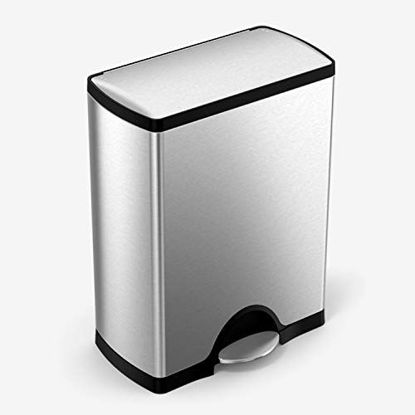 Picture of simplehuman 50 Liter / 13.2 Gallon Rectangular Kitchen Step Trash Can, Brushed Stainless Steel