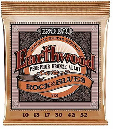 Picture of Ernie Ball Earthwood Phosphor Bronze Rock & Blues (10-52 w/plain G) Acoustic Guitar Strings (P02151)