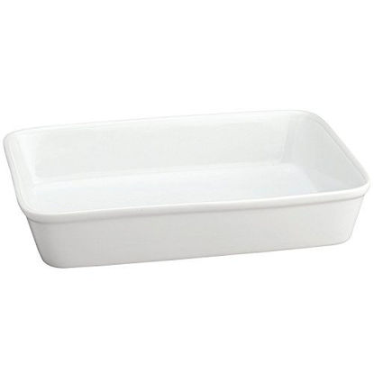 Picture of HIC Oblong Rectangular Baking Dish Roasting Lasagna Pan, Fine White Porcelain, 13-Inches x 9-Inches x 2.5-Inches, 13 x 9