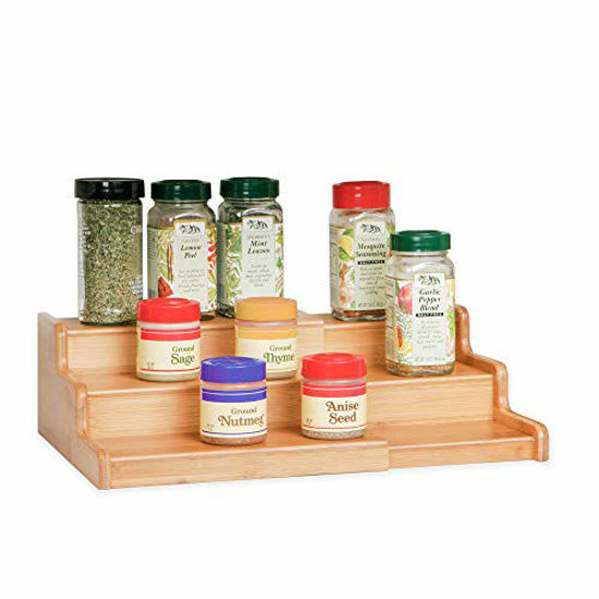 GetUSCart Seville Classics 3 Tier Expandable Bamboo Spice Rack Step Shelf Cabinet Organizer