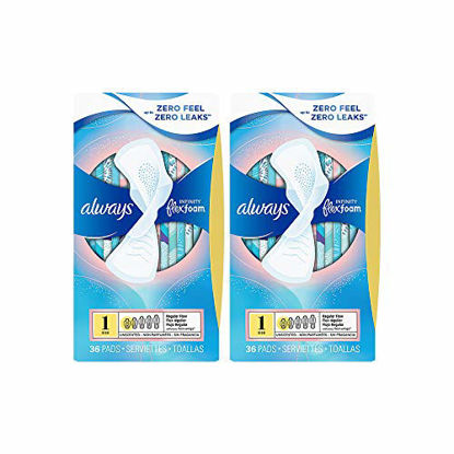 Picture of ALWAYS Infinity, Size 1, Regular Sanitary Pads with Wings, Unscented, 36 Count (Pack of 2)