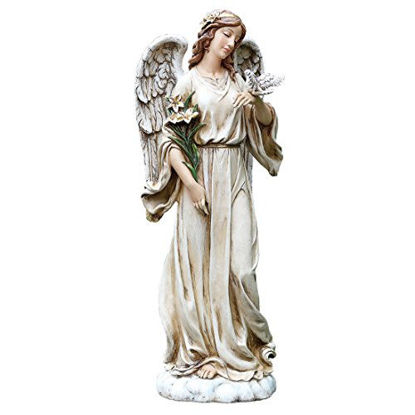 Picture of Roman Joseph's Studio Angel with Dove Statue, 24.5" H, Garden Collection, Resin and Stone, Decorative, Religious Gift, Home Indoor and Outdoor Decor, Durable, Long Lasting